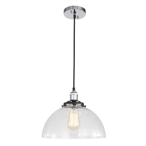 Woodbridge Lighting Fulton Dome Metal Mini Pendant w/ ST64 Bulb in Chrome/Clear