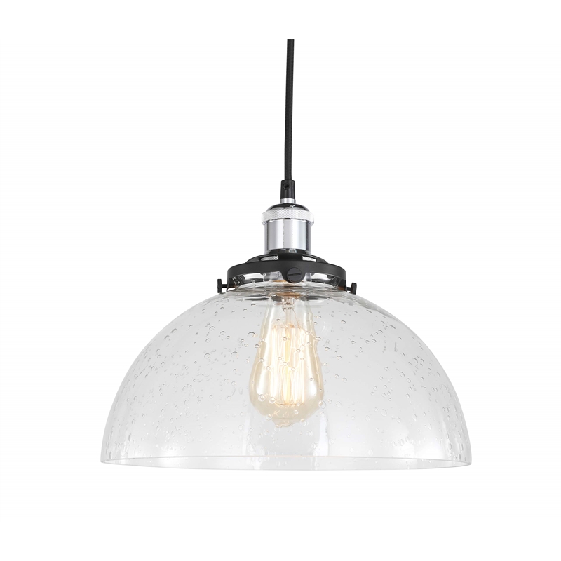 Woodbridge Lighting Fulton Dome Metal Mini Pendant w/ ST64 Bulb in Chrome/Clear