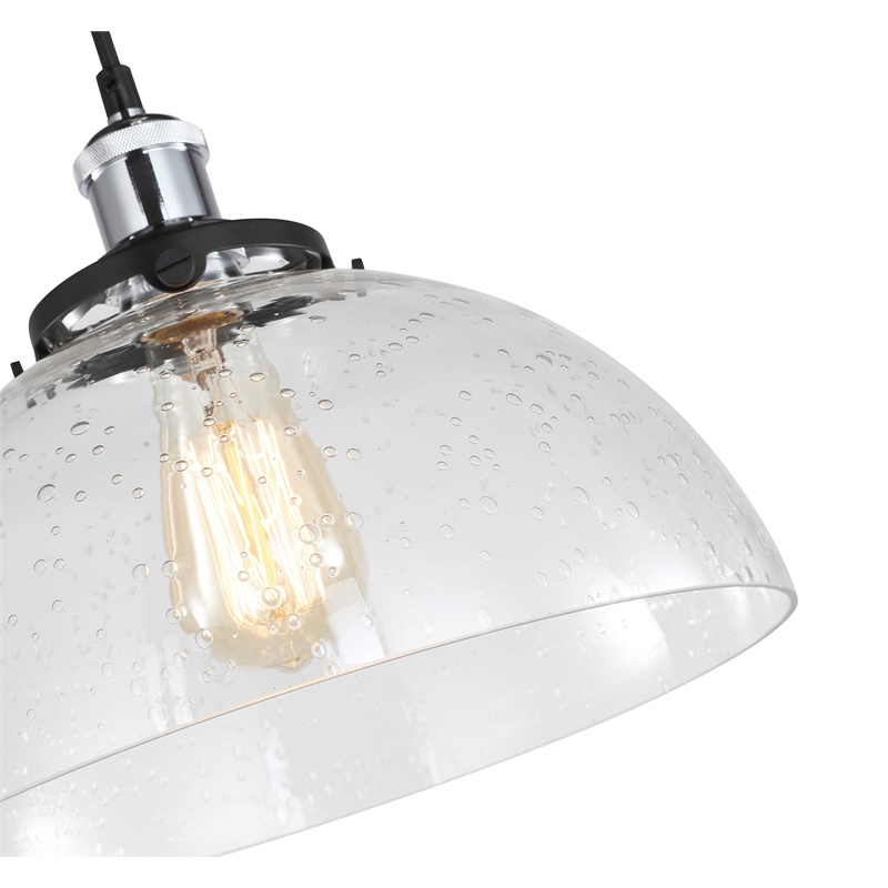 Woodbridge Lighting Fulton Dome Metal Mini Pendant w/ ST64 Bulb in Chrome/Clear