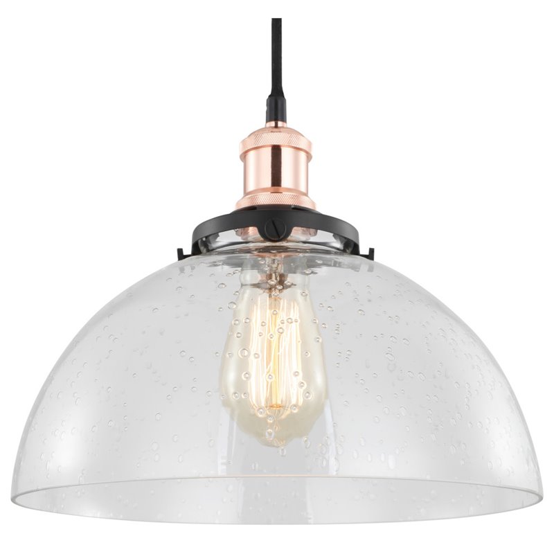Woodbridge Lighting Fulton Dome Metal Mini Pendant with ST73 Bulb in Brass/Clear