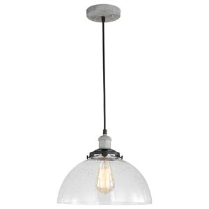 Woodbridge Lighting Fulton Dome Metal Mini Pendant with ST75 Bulb in Gray/Clear