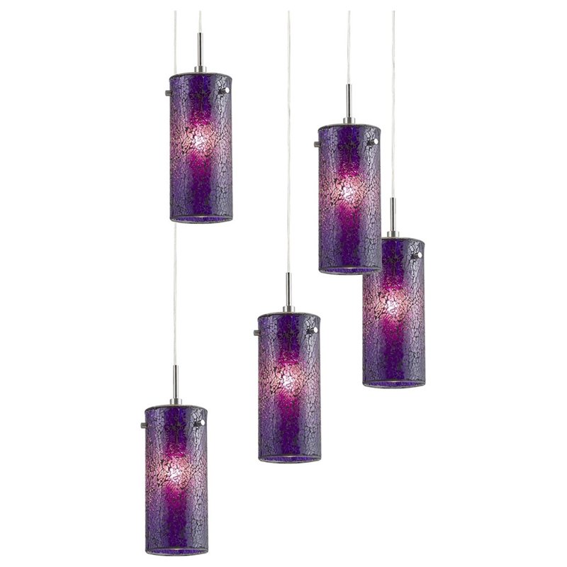 Woodbridge Lighting 5 Light Metal, Purple Mini Chandelier Light