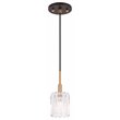 Woodbridge Lighting Candice 1-Light Glass Mini-Pendant in Swizzle/Brass