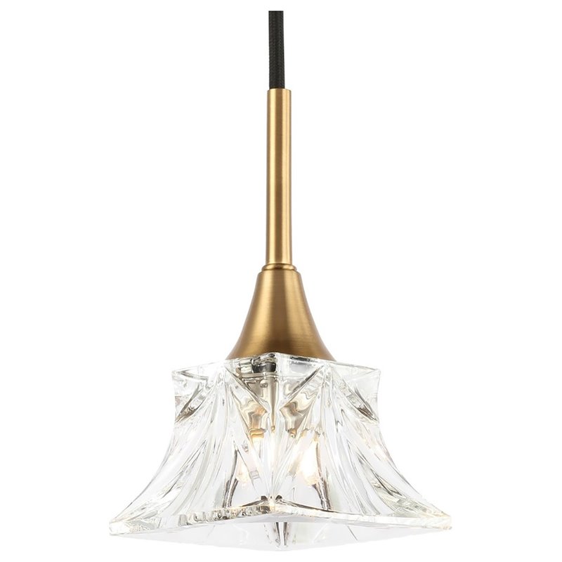 Woodbridge Lighting Christina 1-Light Square Glass Mini-Pendant in Brass/Bronze