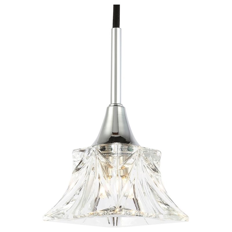 Woodbridge Lighting Christina 1-Light Square Glass Mini-Pendant in Chrome/Bronze