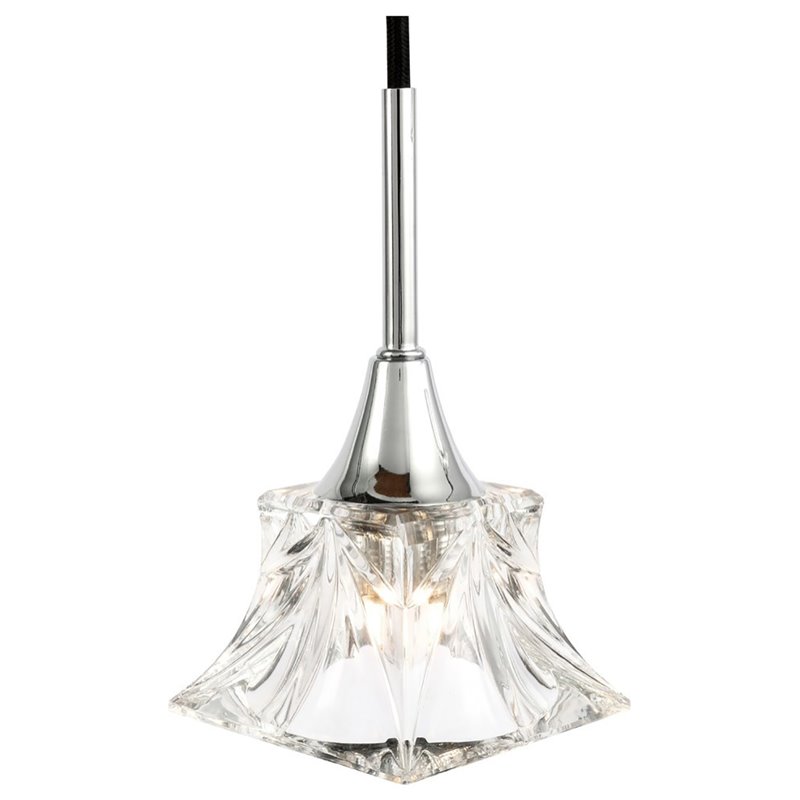 Woodbridge Lighting Christina 1-Light Square Glass Mini-Pendant in Chrome/Bronze
