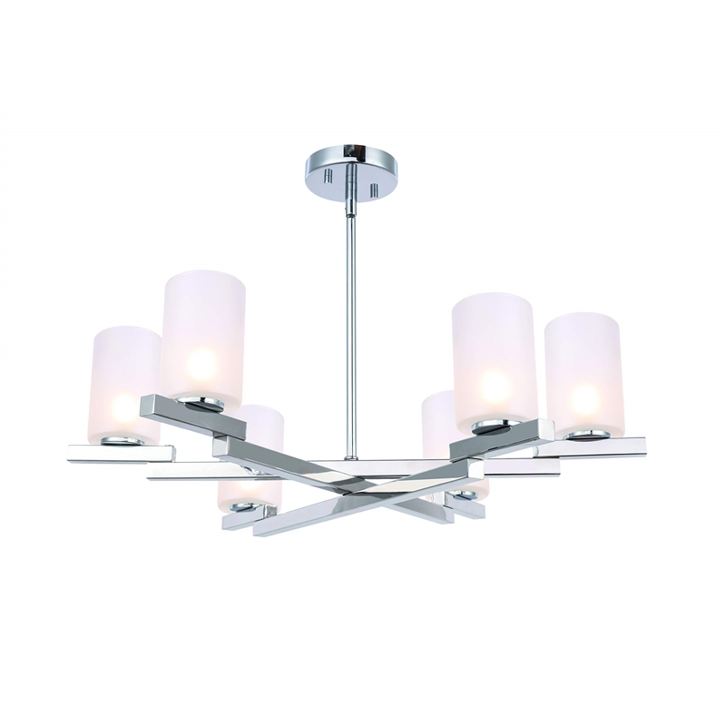 Woodbridge Lighting Jewel 6-Light Cylinder Glass Chandelier in Sand/Chrome