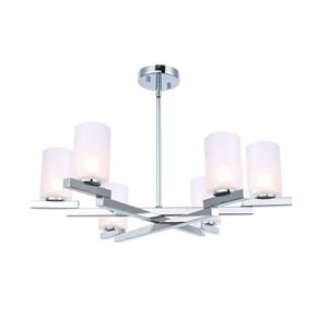 Woodbridge Lighting Jewel 6-Light Cylinder Glass Chandelier in Sand/Chrome