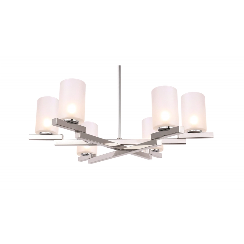 Woodbridge Lighting Jewel 6-Light Cylinder Glass Chandelier in Sand/Chrome