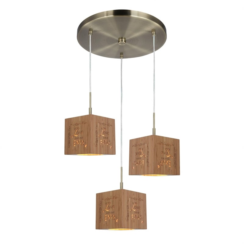 Woodbridge Lighting Light House 3-Light Bamboo Cluster Pendant in Bronze