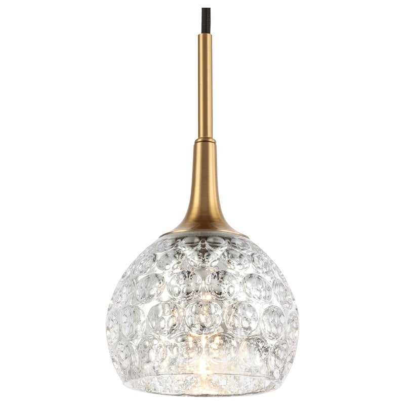 Woodbridge Lighting Bristol 1-Light Glass Mini-Pendant in Brass/Mercury