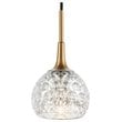 Woodbridge Lighting Bristol 1-Light Glass Mini-Pendant in Brass/Mercury