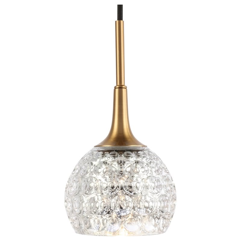Woodbridge Lighting Bristol 1-Light Glass Mini-Pendant in Brass/Mercury