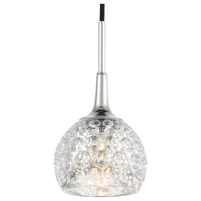 Woodbridge Lighting Bristol 1-Light Glass Mini-Pendant in Chrome/Mercury
