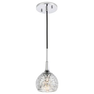 Woodbridge Lighting Bristol 1-Light Glass Mini-Pendant in Chrome/Mercury