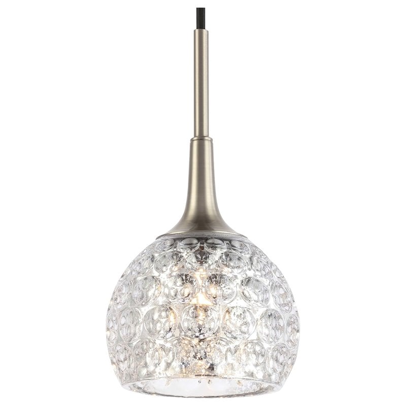 Woodbridge Lighting Bristol 1-Light Glass Mini-Pendant in Satin Nickel/Mercury