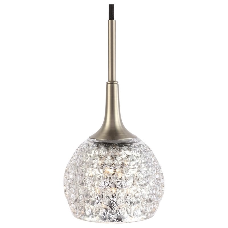 Woodbridge Lighting Bristol 1-Light Glass Mini-Pendant in Satin Nickel/Mercury