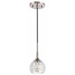 Woodbridge Lighting Bristol 1-Light Glass Mini-Pendant in Satin Nickel/Mercury