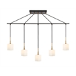 Woodbridge Lighting Chelsea 5Lt Square Linear Pendant in Brass/Bronze/Opal