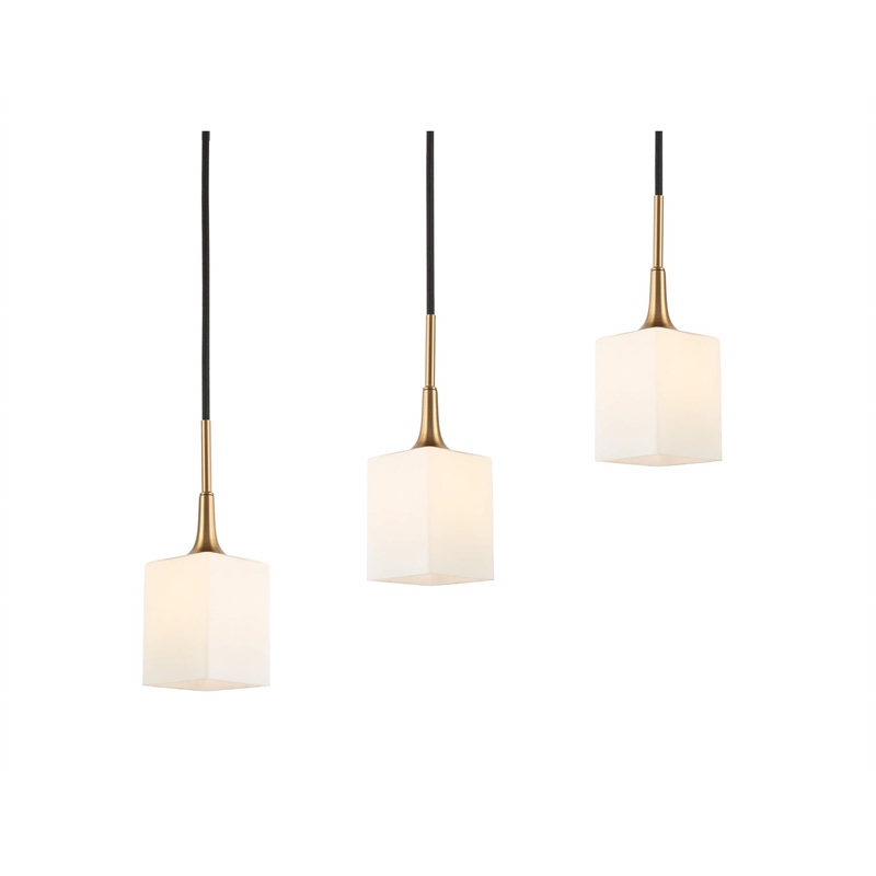 Woodbridge Lighting Chelsea 5Lt Square Linear Pendant in Brass/Bronze/Opal