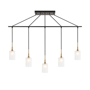 Woodbridge Lighting Chelsea 5Lt Cylinder Linear Pendant in Brass/Bronze/Sand