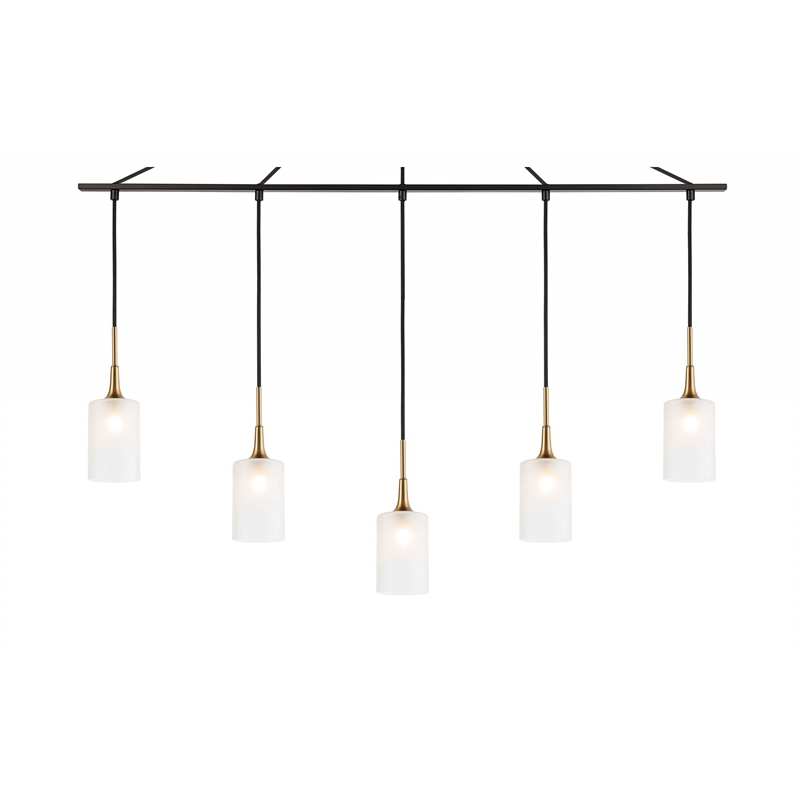 Woodbridge Lighting Chelsea 5Lt Cylinder Linear Pendant in Brass/Bronze/Sand