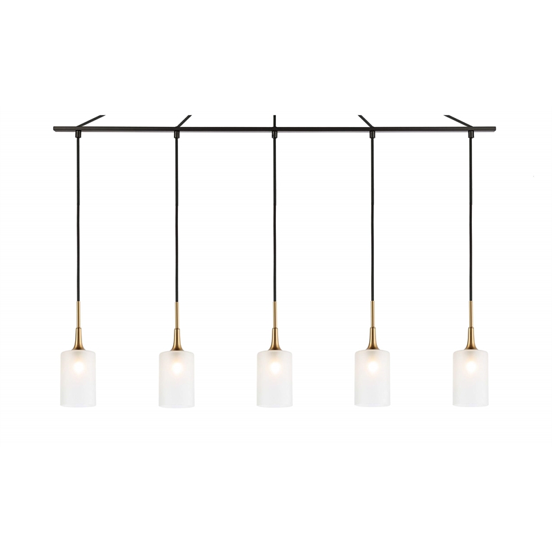 Woodbridge Lighting Chelsea 5Lt Cylinder Linear Pendant in Brass/Bronze/Sand