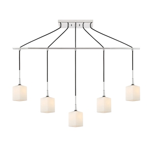 Woodbridge Lighting Chelsea 5Lt Square Linear Pendant in Chrome/Opal
