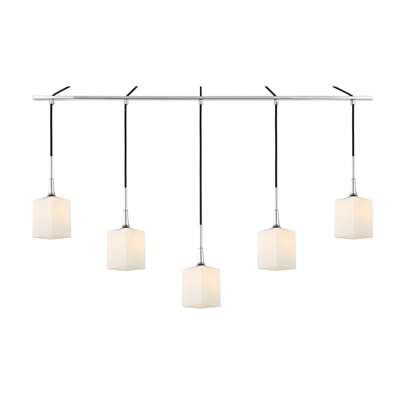 Woodbridge Lighting Chelsea 5Lt Square Linear Pendant in Chrome/Opal
