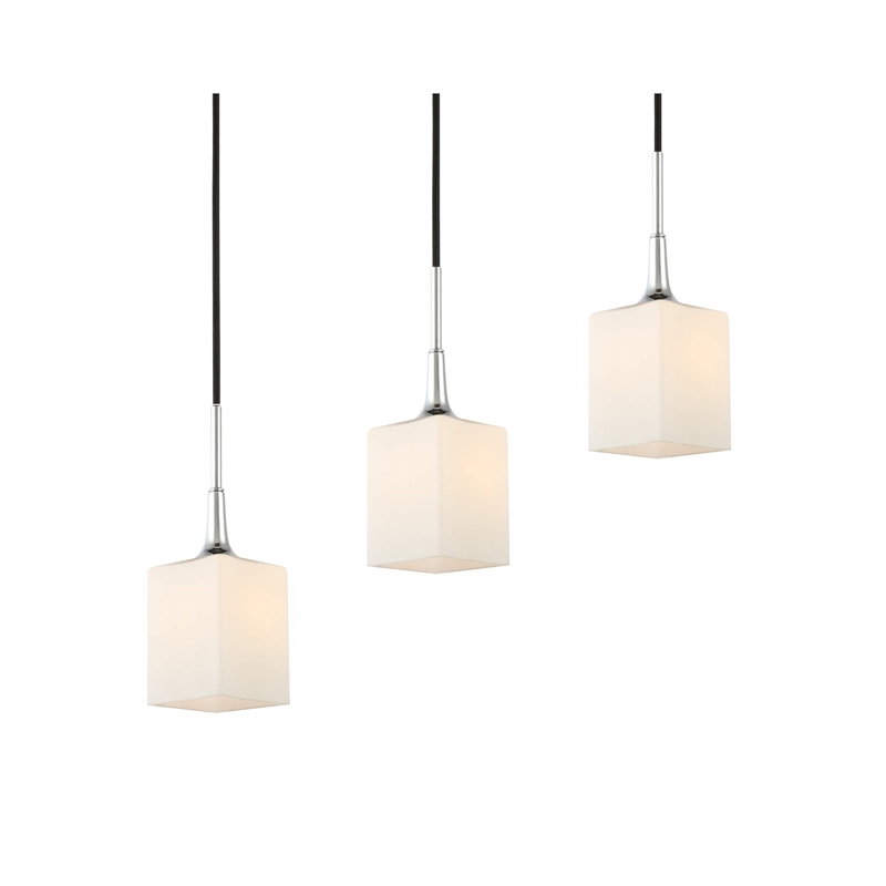 Woodbridge Lighting Chelsea 5Lt Square Linear Pendant in Chrome/Opal