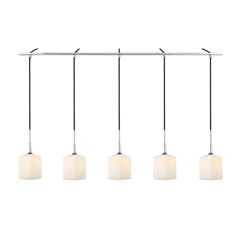 Woodbridge Lighting Chelsea 5Lt Square Linear Pendant in Chrome/Opal