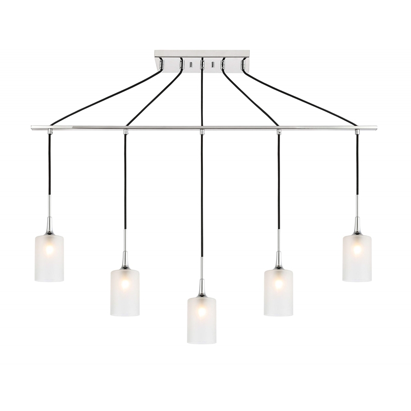 Woodbridge Lighting Chelsea 5Lt Cylinder Linear Pendant in Chrome/Sand