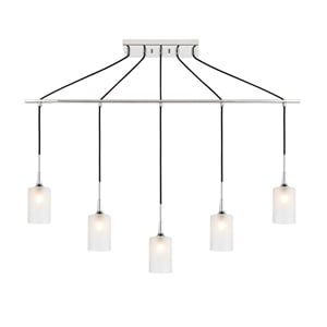 Woodbridge Lighting Chelsea 5Lt Cylinder Linear Pendant in Chrome/Sand
