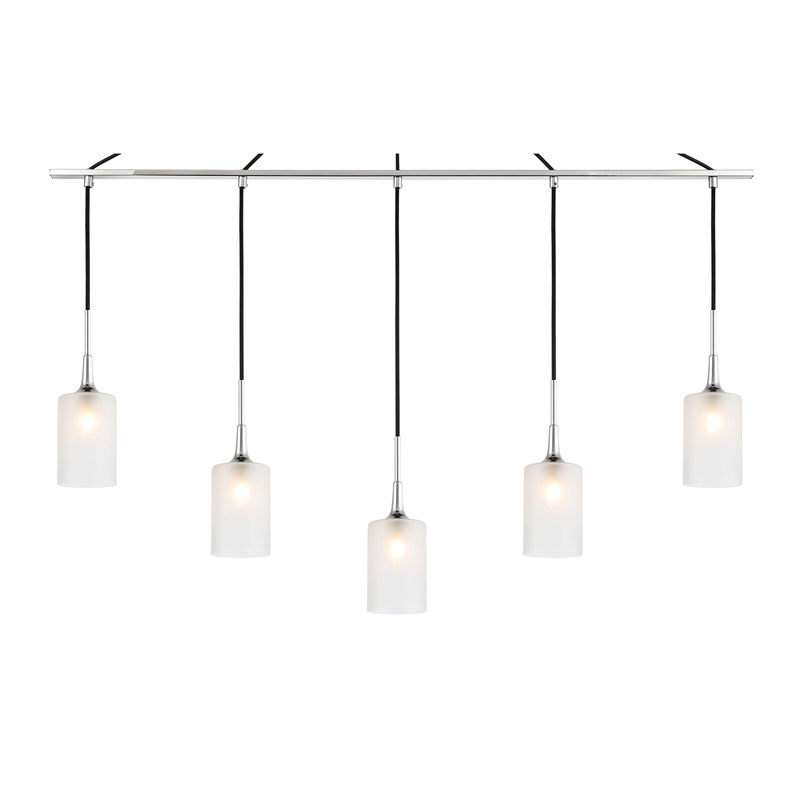 Woodbridge Lighting Chelsea 5Lt Cylinder Linear Pendant in Chrome/Sand