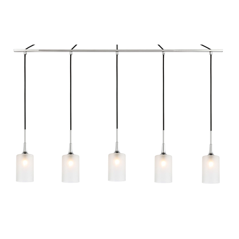 Woodbridge Lighting Chelsea 5Lt Cylinder Linear Pendant in Chrome/Sand