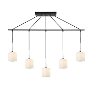 Woodbridge Lighting Chelsea 5Lt Square Linear Pendant in Chrome/Bronze/Opal