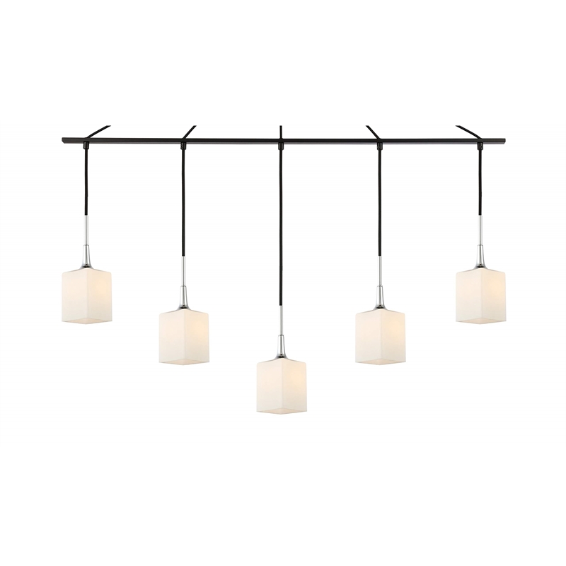 Woodbridge Lighting Chelsea 5Lt Square Linear Pendant in Chrome/Bronze/Opal