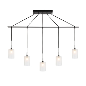 Woodbridge Lighting Chelsea 5Lt Cylinder Linear Pendant in Chrome/Bronze/Sand