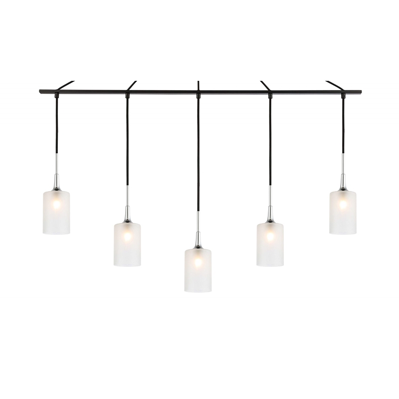 Woodbridge Lighting Chelsea 5Lt Cylinder Linear Pendant in Chrome/Bronze/Sand