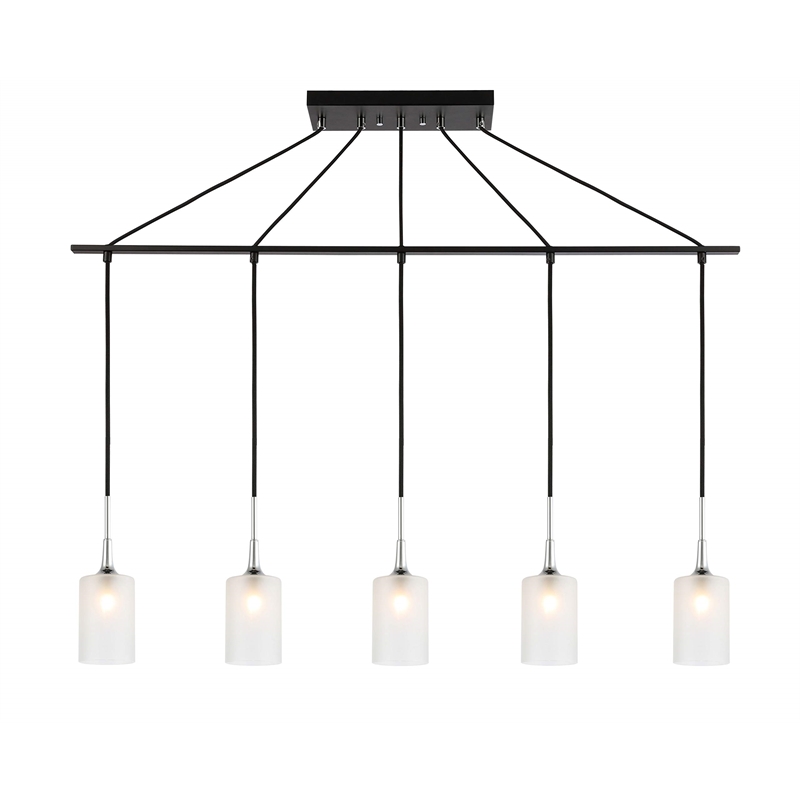 Woodbridge Lighting Chelsea 5Lt Cylinder Linear Pendant in Chrome/Bronze/Sand
