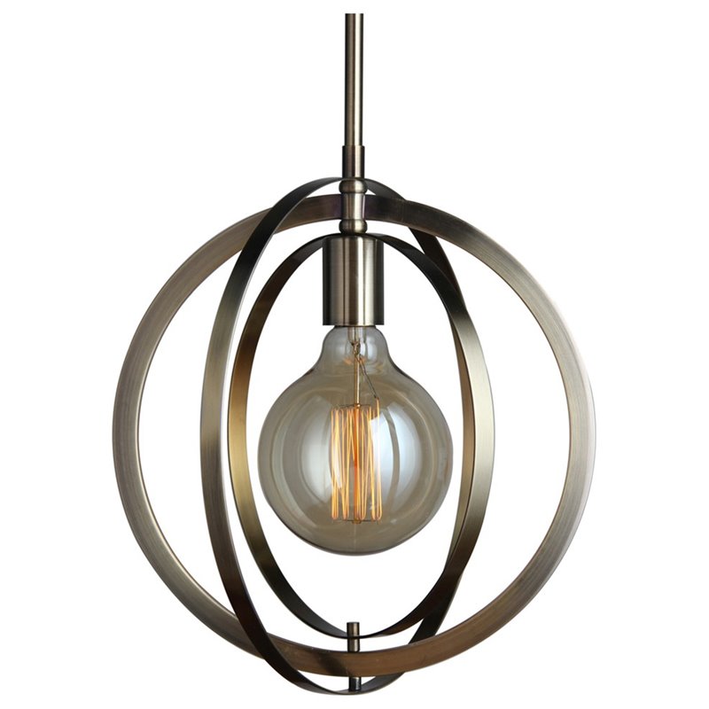 Woodbridge Lighting Geo 1-Light Metal and Glass Mini-Pendant in Brass