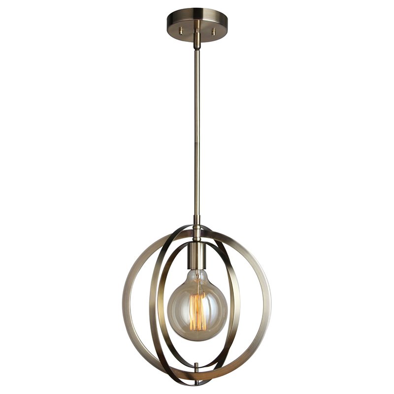 Woodbridge Lighting Geo 1-Light Metal and Glass Mini-Pendant in Brass