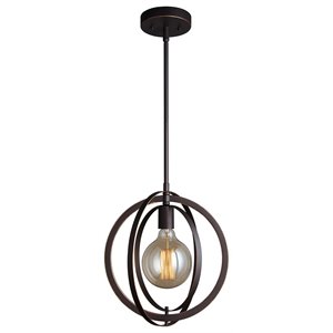 Woodbridge Lighting Geo 1-Light Metal and Glass Mini-Pendant in Metallic Bronze
