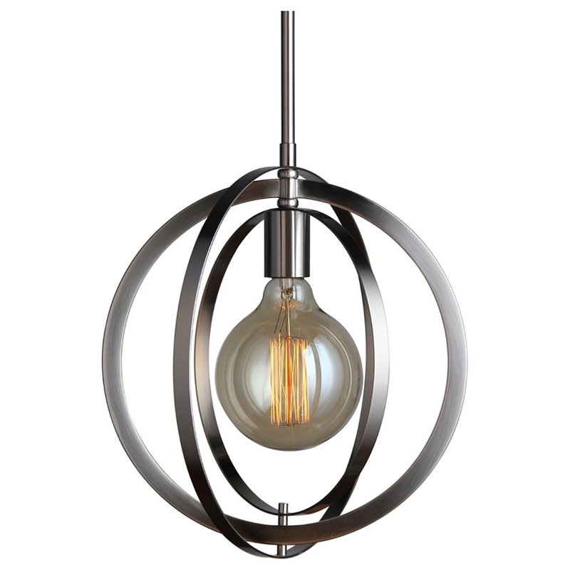 Woodbridge Lighting Geo 1-Light Metal and Glass Mini-Pendant in Satin Nickel
