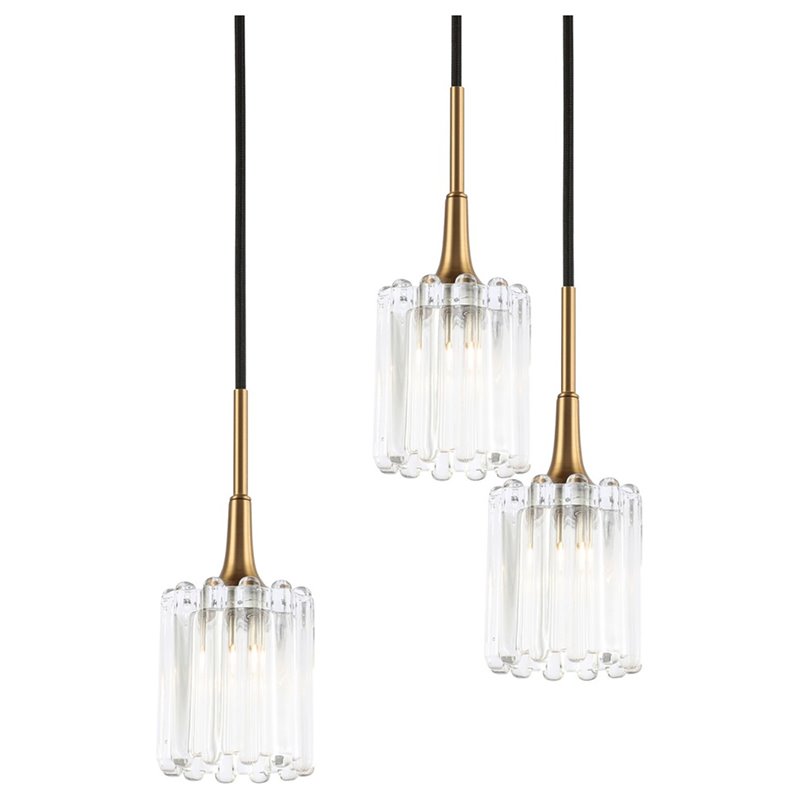 Woodbridge Lighting Regent Park 5Lt Glass Chandelier in Brass/Bronze/Swizzle