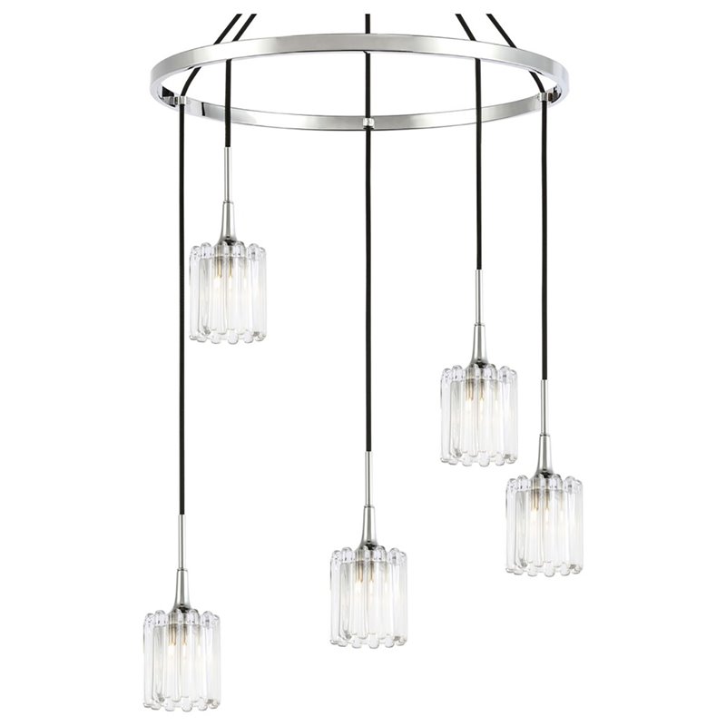 Woodbridge Lighting Regent Park 5Lt Glass Chandelier in Chrome/Petite Swizzle