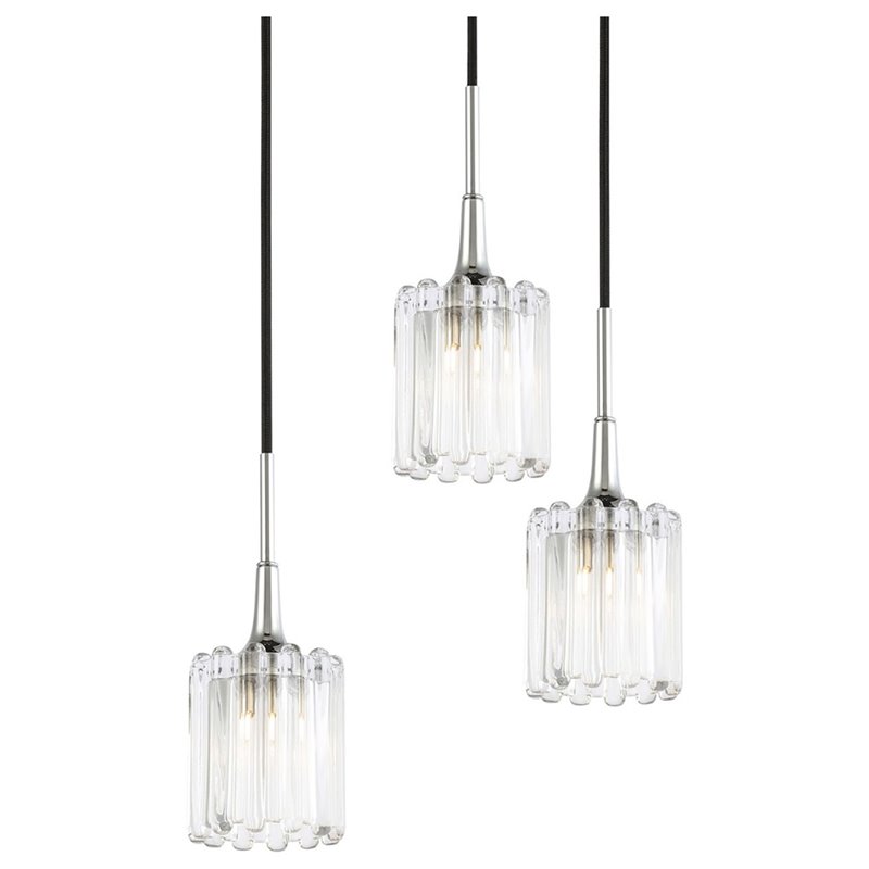 Woodbridge Lighting Regent Park 5Lt Glass Chandelier in Chrome/Petite Swizzle