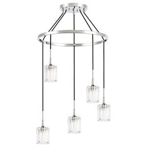 Woodbridge Lighting Regent Park 5Lt Glass Chandelier in Chrome/Petite Swizzle