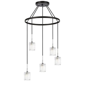 Woodbridge Lighting Regent Park 5Lt Glass Chandelier in Chrome/Bronze/Swizzle