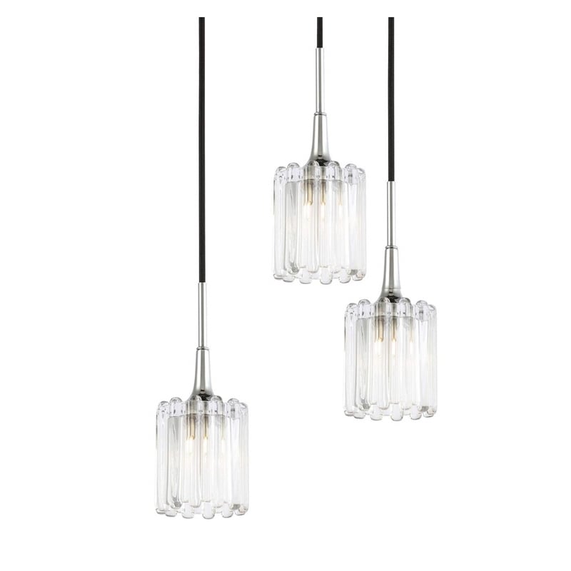 Woodbridge Lighting Regent Park 5Lt Glass Chandelier in Chrome/Bronze/Swizzle
